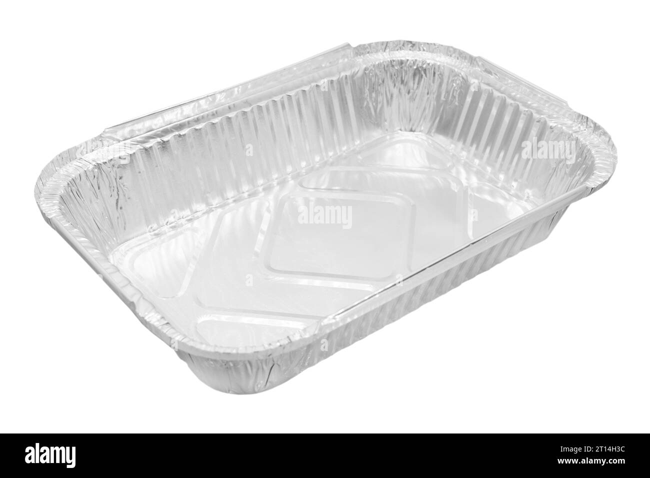 Foil baking dish closeup isolated on a white background. Empty