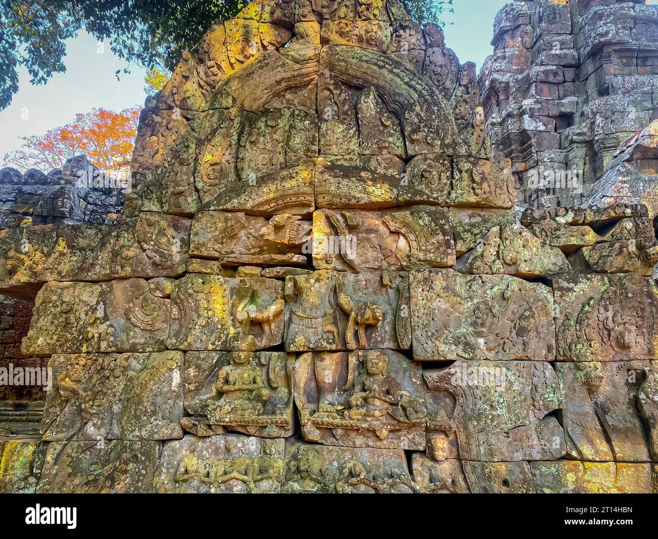 Ta Som, Tasaom, a small Buddhist temple in Angkor, Cambodia. Stock Photo