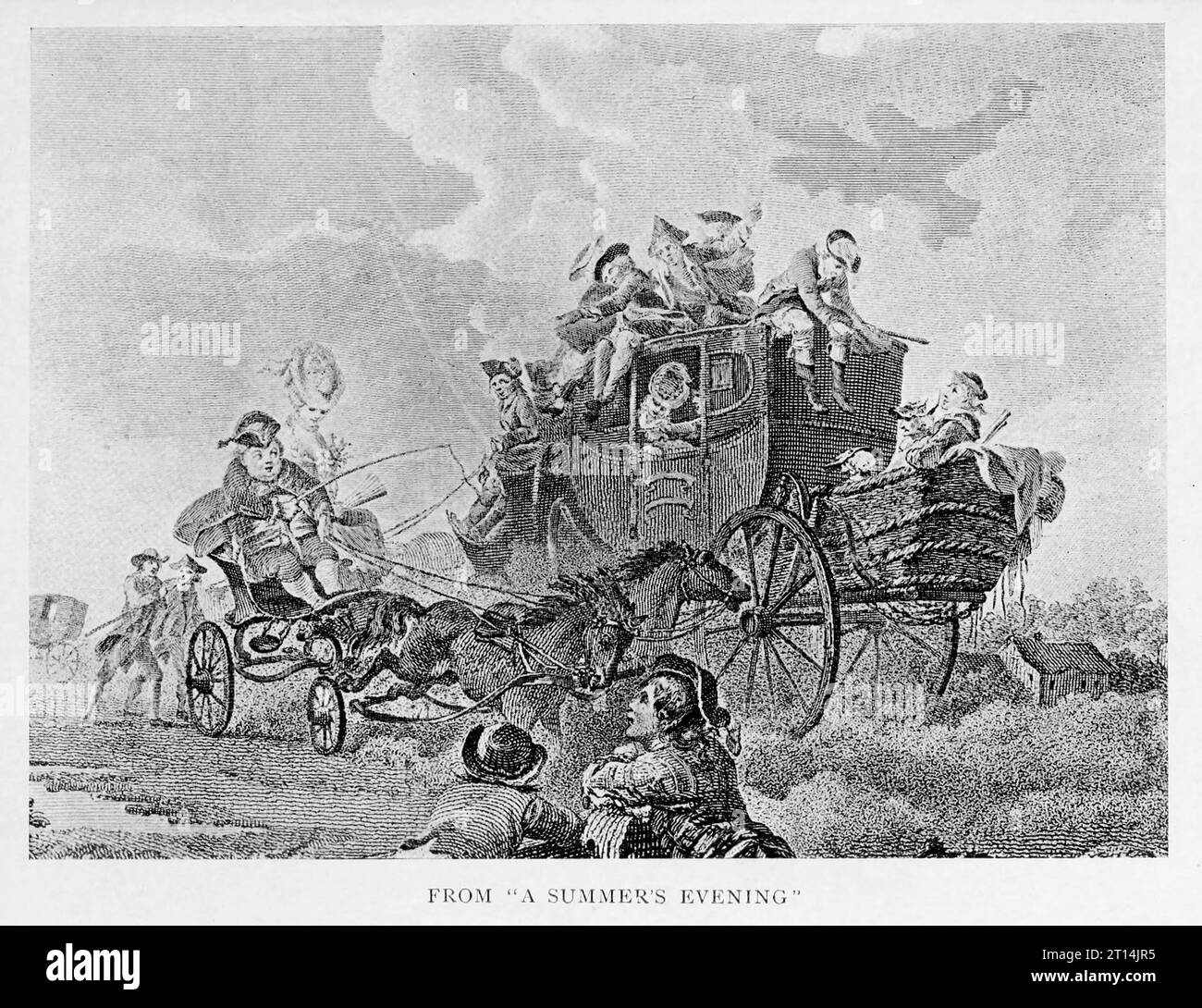 stagecoach, cart and horses from a Summer's Evening from the book ' Jane Austen and her times ' by Mitton, G. E. (Geraldine Edith); Austen, Jane, 1775-1817 Publication date 1905 PublisherLondon, Methuen and co Stock Photo