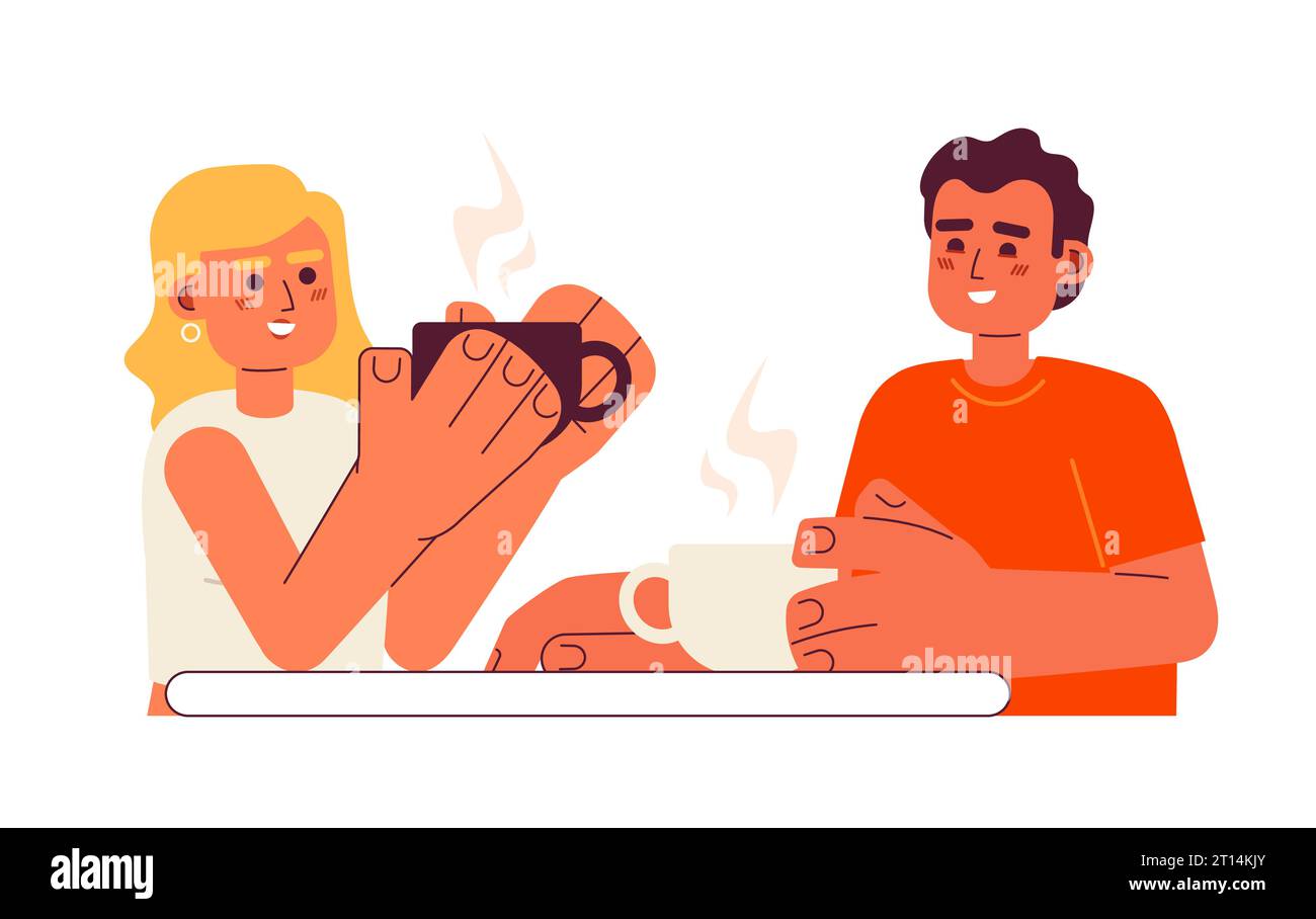 Coffee with friend semi flat color vector character Stock Vector