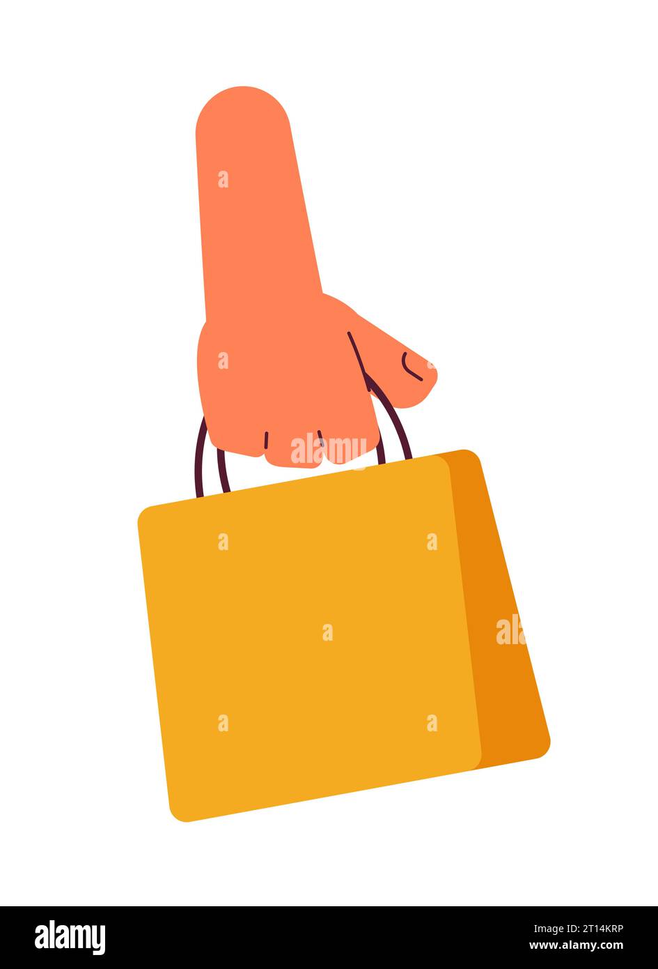 Holding shopping bag semi flat colour vector hand Stock Vector