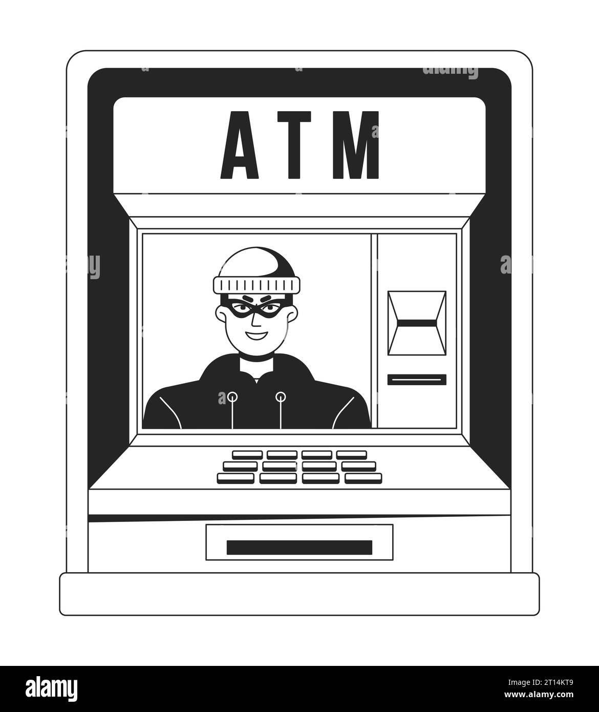 ATM fraud bw concept vector spot illustration Stock Vector