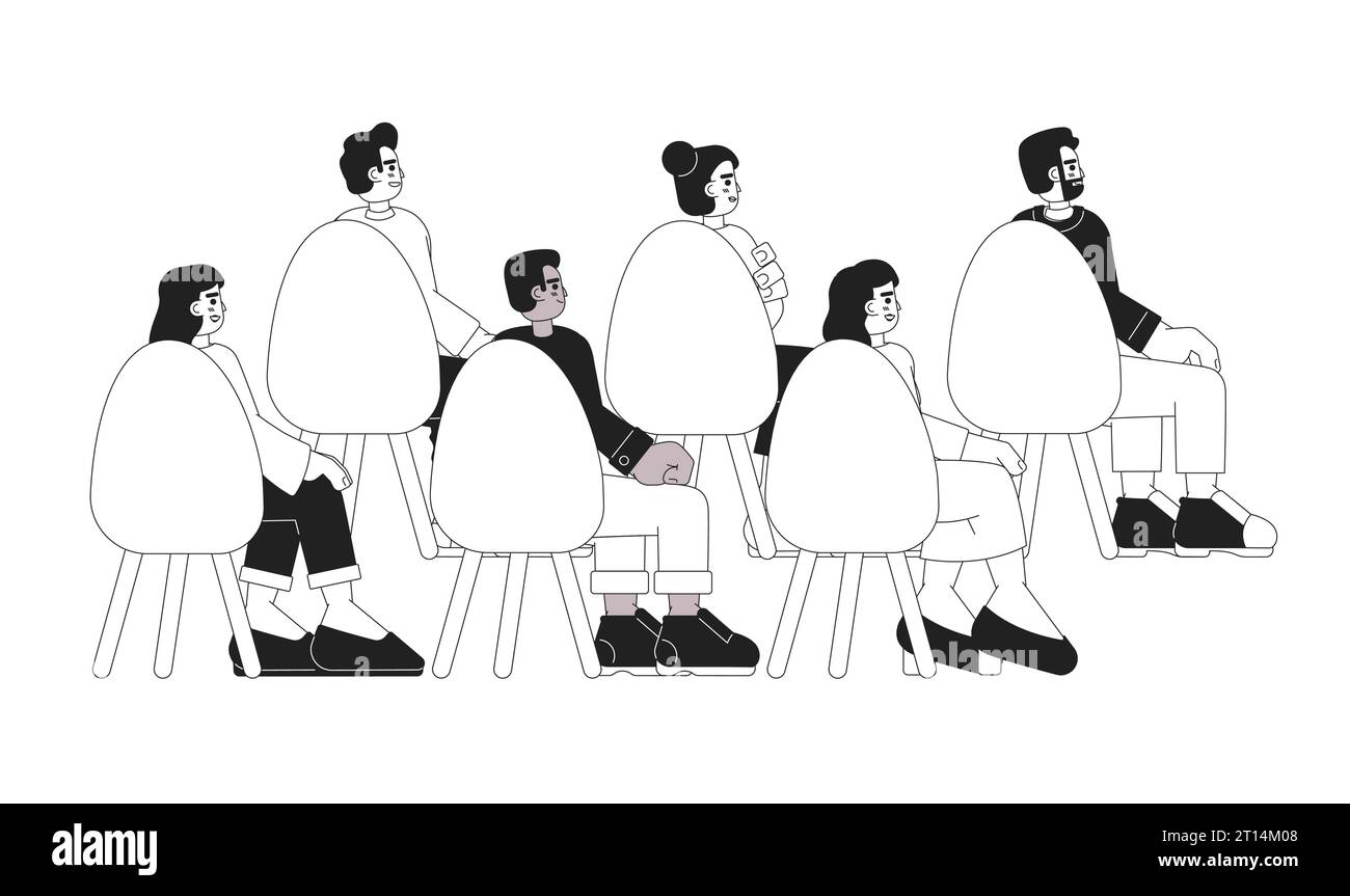 Audience listening conference black and white cartoon flat illustration Stock Vector Image & Art