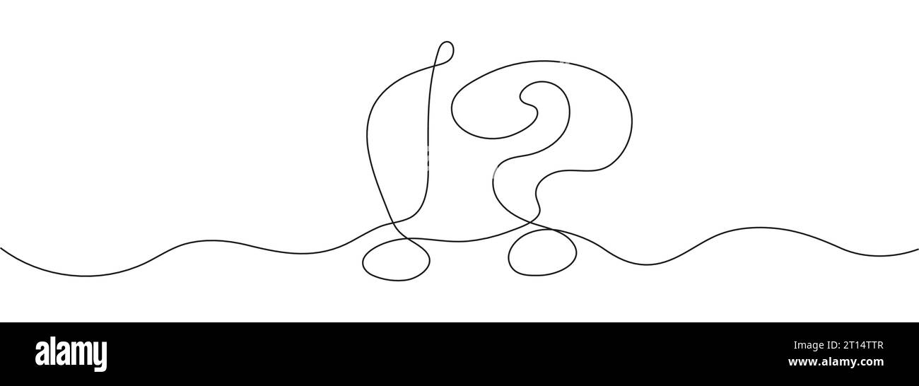Question and exclamation marks one line art. FAQ concept vector. Interrogation symbols for expressing problems or difficulty. Stock Vector