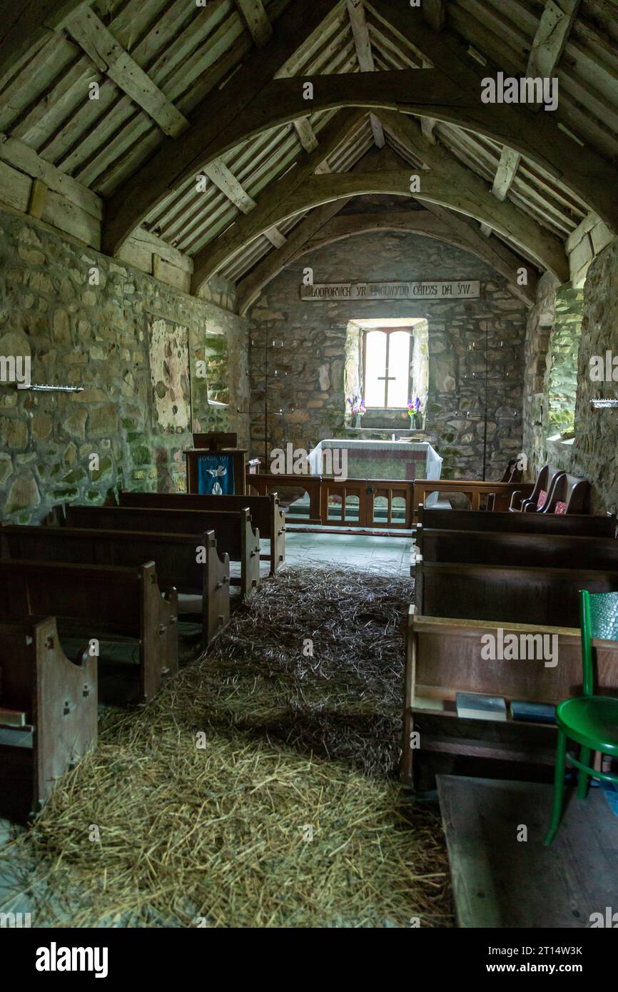 Eglwys Sant Beuno / St Beuno's church, Pistyll. The church floor is ...