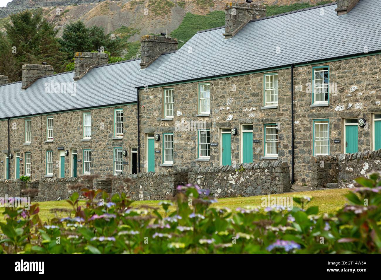 Nant Gwrtheyrn is a Welsh Language and Heritage Centre, located near the village of Llithfaen on the northern coast of the Llyn Peninsula, Gwynedd Stock Photo
