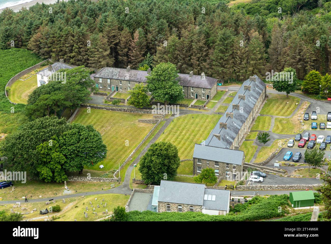 Nant Gwrtheyrn is a Welsh Language and Heritage Centre, located near the village of Llithfaen on the northern coast of the Llyn Peninsula, Gwynedd Stock Photo