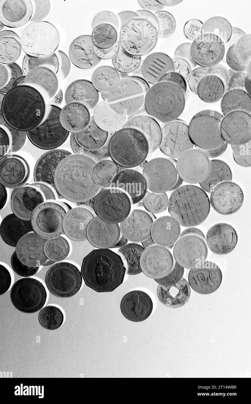 Foreign coins Black and White Stock Photos & Images - Alamy