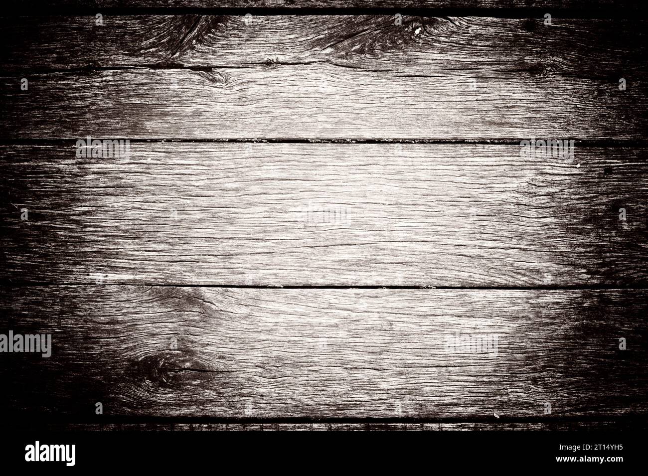 Bleached Wooden Horizontal Planks background with vignetting. Aged light rustic texture. Stock Photo