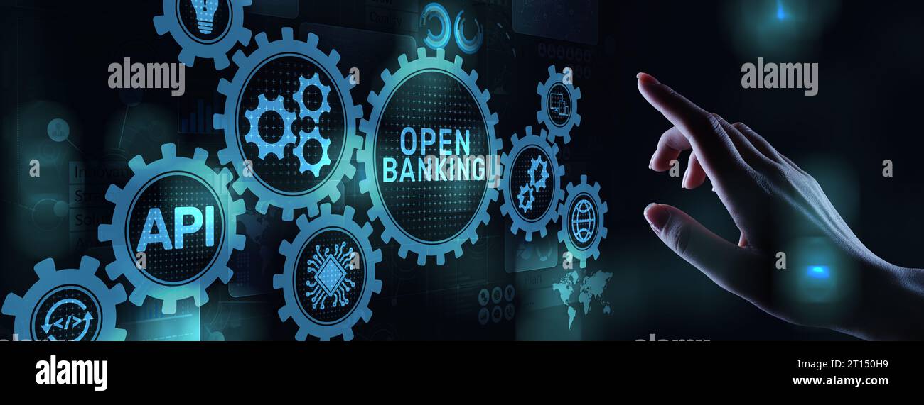 Open banking financial technology fintech concept on virtual screen ...