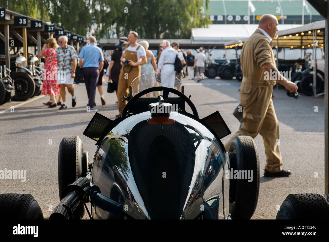 1936 ERA B-type R5B Remus racing car in the paddock at the BARC Revival Meeting 2023, Goodwood motor racing circuit, Chichester, West Sussex, UK Stock Photo