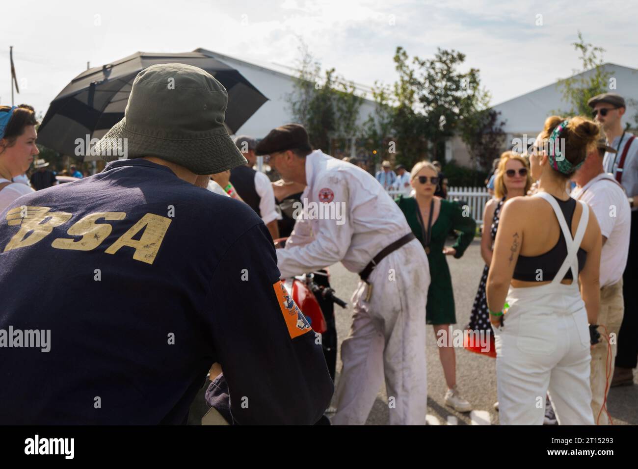 Mechanic in BSA overalls in the Assembly Area at the BARC Revival