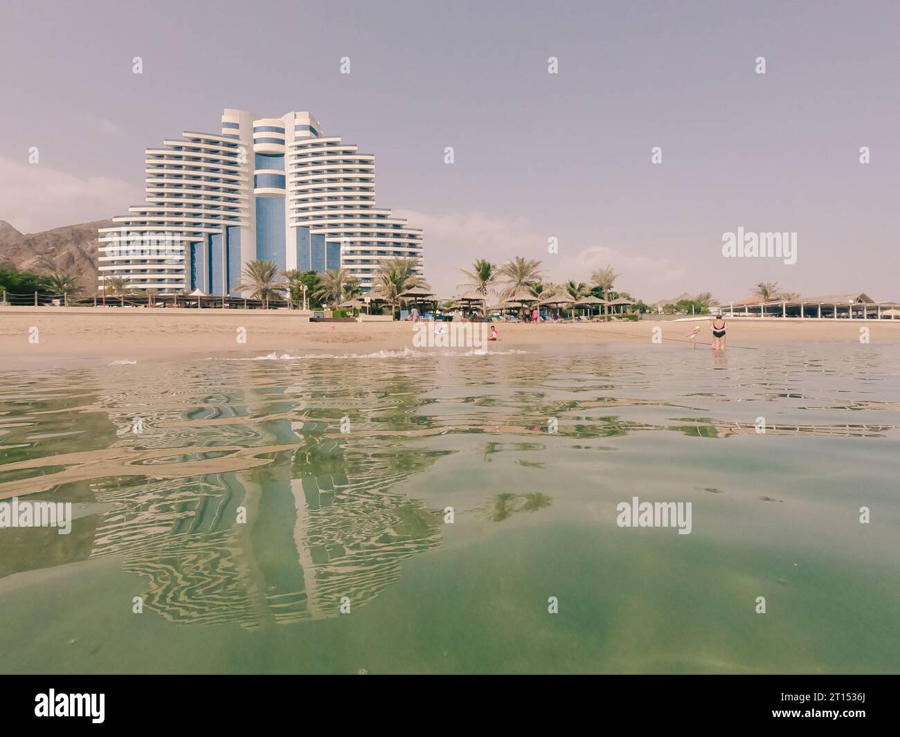 Fujairah, United Arab Emirates - 18th November, 2021 : Beautiful view of the Le Meridien Al Aqah beach resort, luxurious five-star property, from the Stock Photo