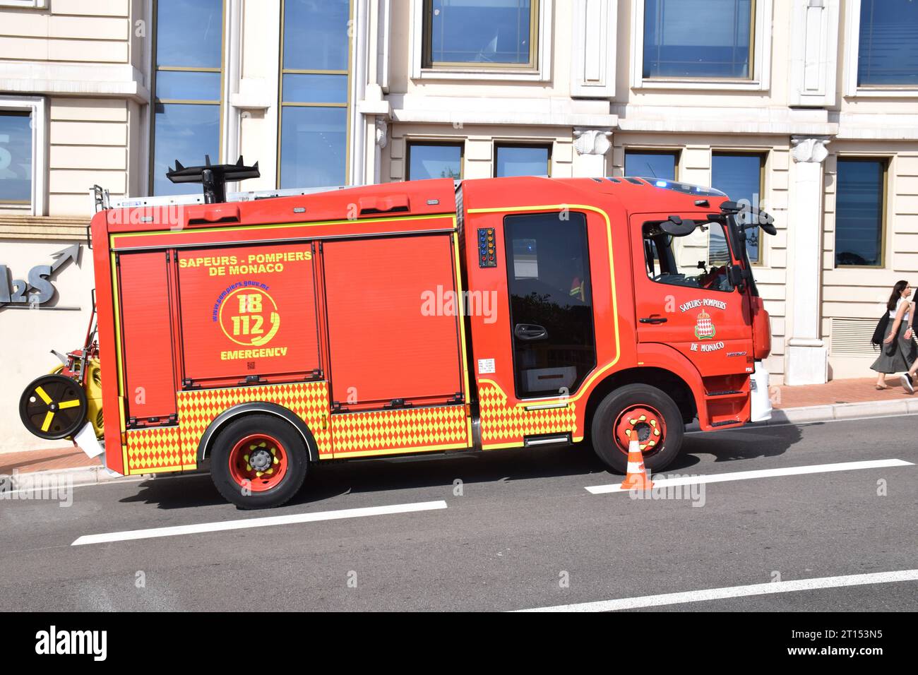 Fire engine, Monte Carlo, Monaco, Cote d'Azur, France Sep 2023 Stock Photo