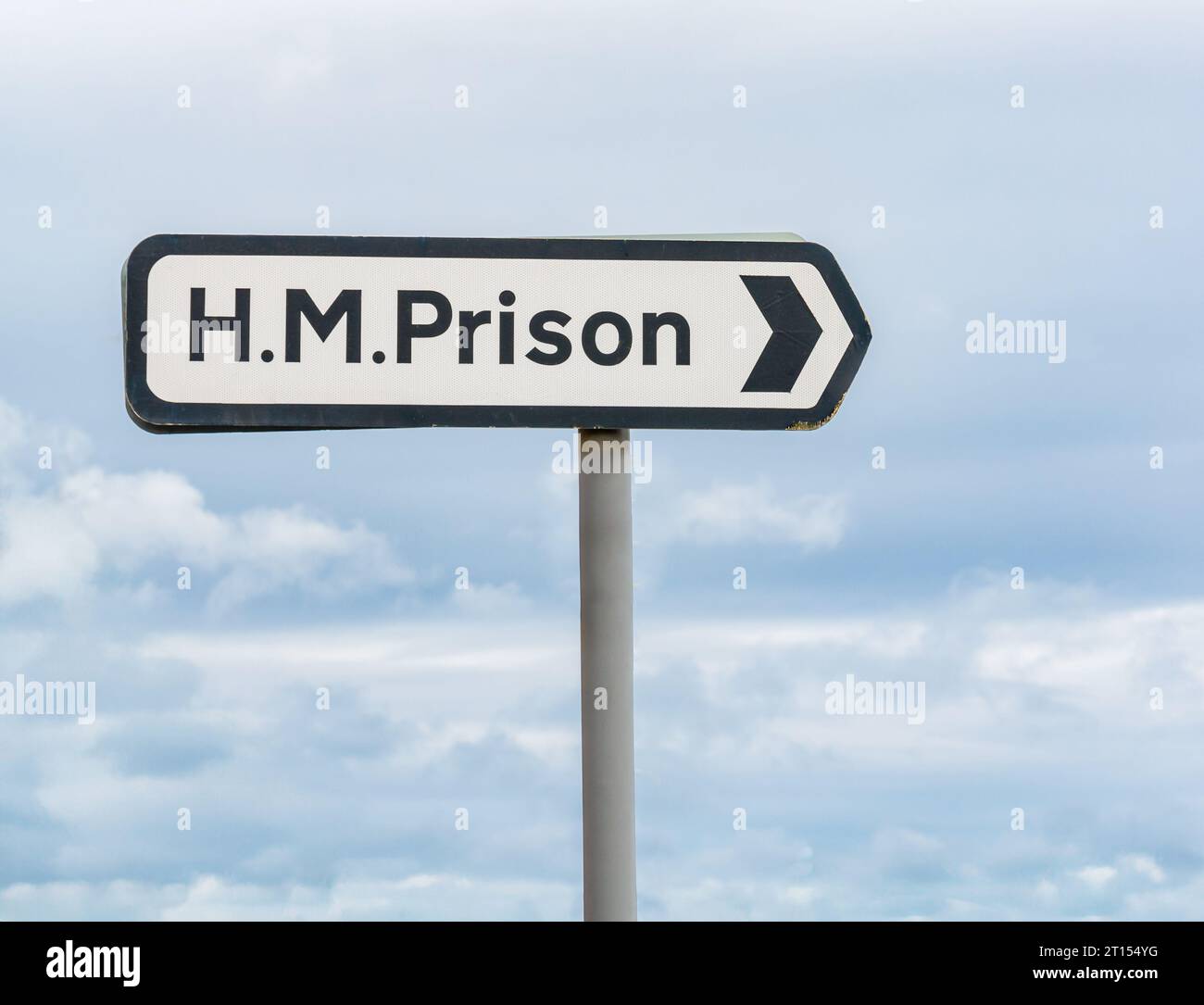 HMP (His Majesty) Prison jail signpost directions, UK Stock Photo