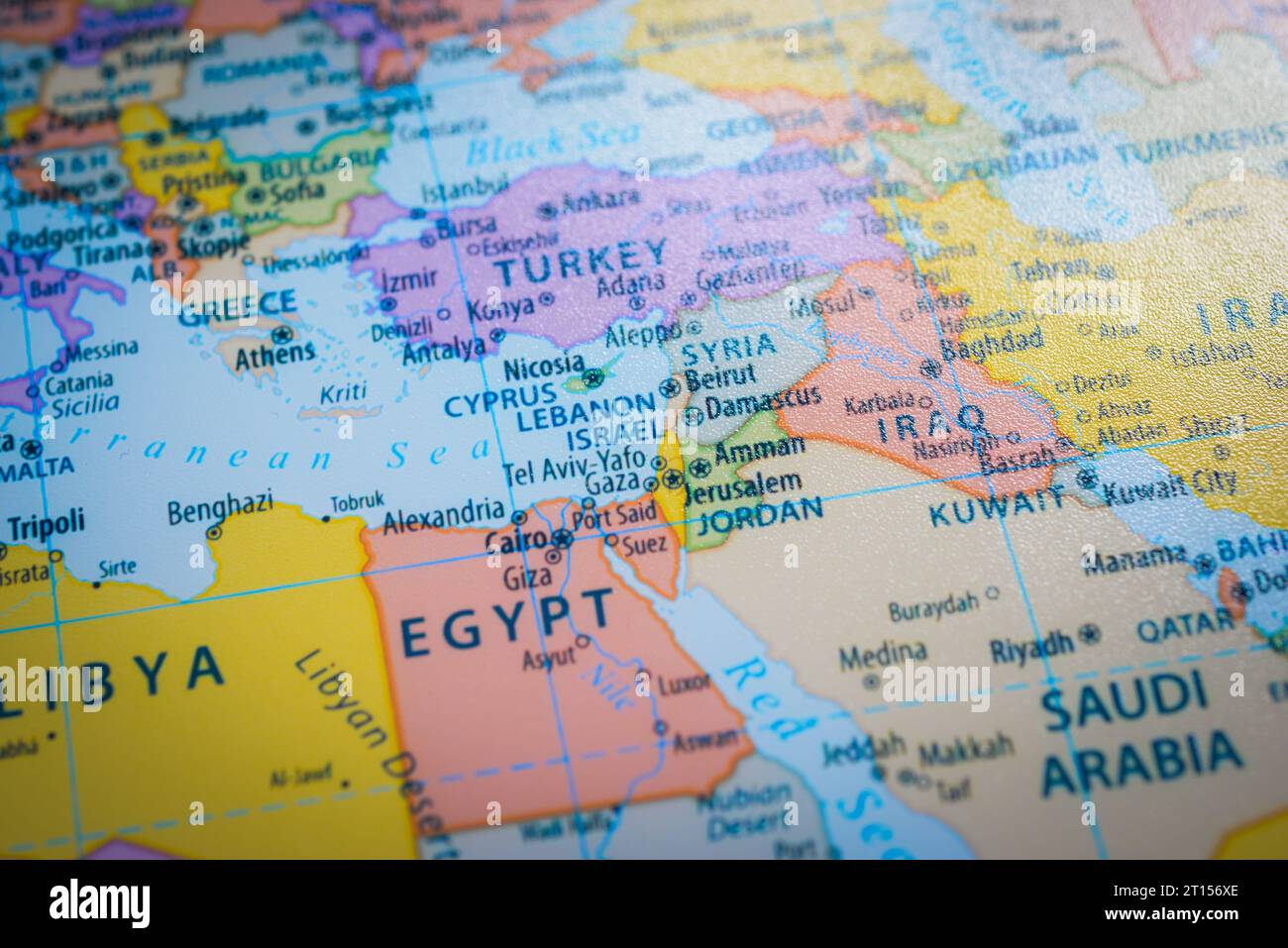 Map of Israel and capital Jerusalem. that shows the war zone between