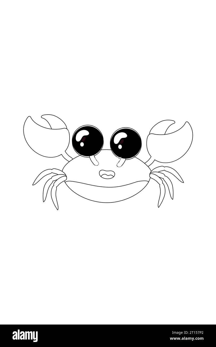 Colouring, linart, children's game. preschool Sea characters: crab