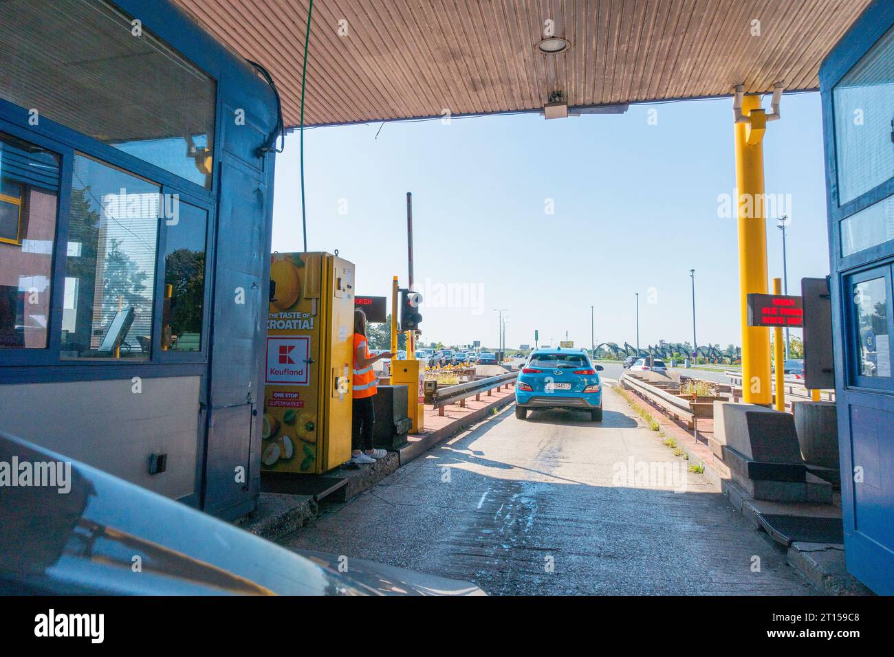 A1/A6 motorway, highway, Zagreb/Lucko, sign Cestarina, Pay Toll, Autobahngebuhr, Pagamento pedaggio, September 9, 2023. (CTK Photo/Libor Sojka) Stock Photo