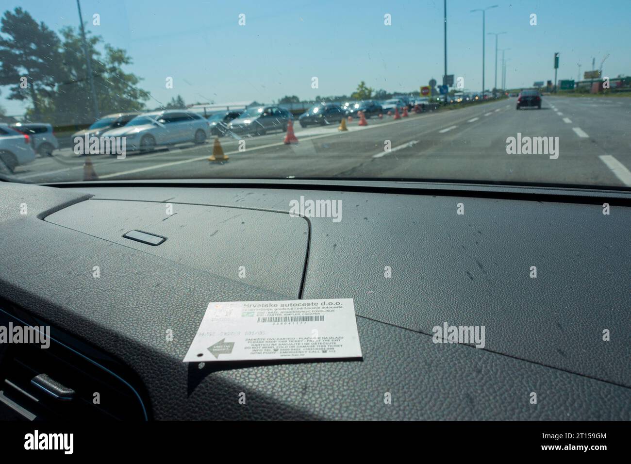 A1/A6 motorway, highway, Zagreb/Lucko, sign Cestarina, Pay Toll, Autobahngebuhr, Pagamento pedaggio, September 9, 2023. (CTK Photo/Libor Sojka) Stock Photo