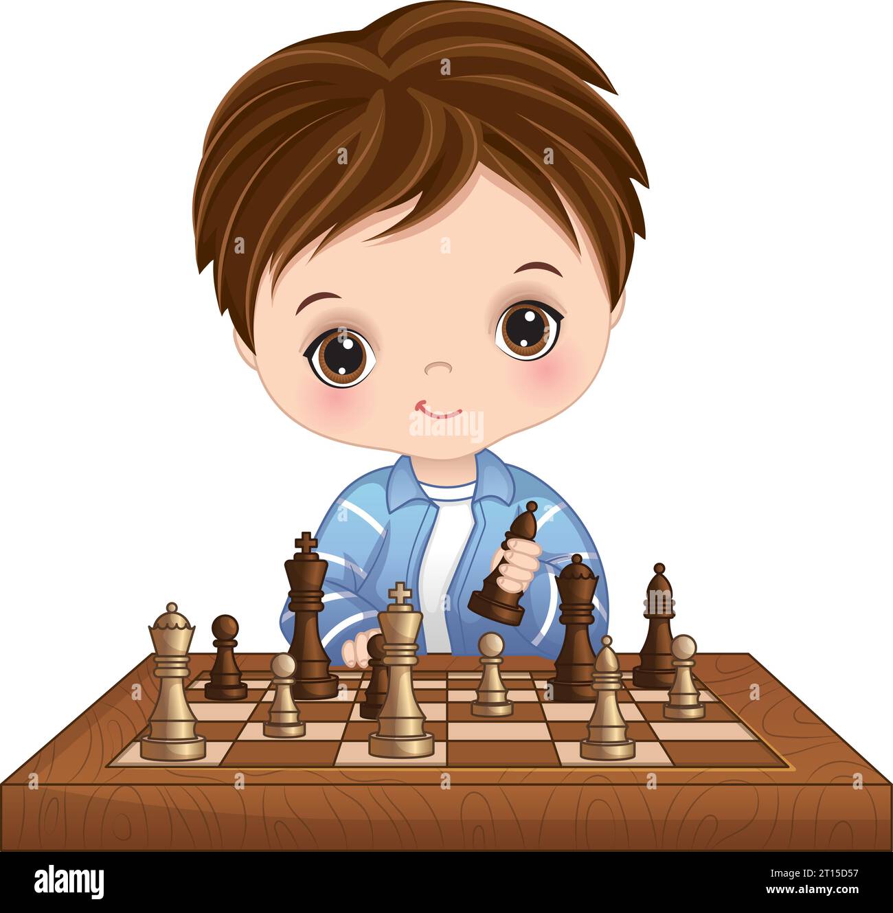 Vector Cute Little Boy Playing Chess Stock Vector Image & Art - Alamy