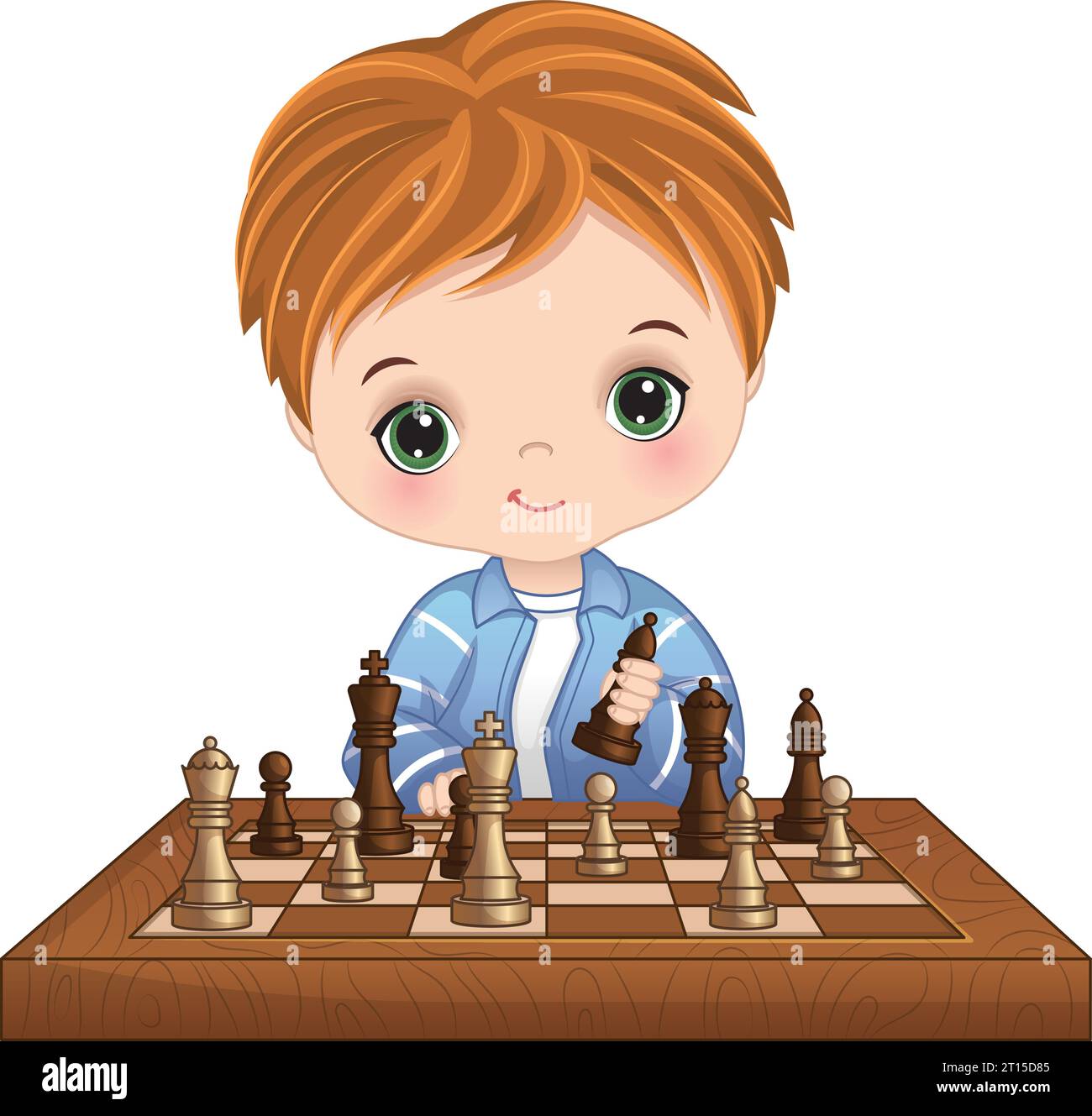 Vector Cute Little Boy Playing Chess Stock Vector Image & Art - Alamy