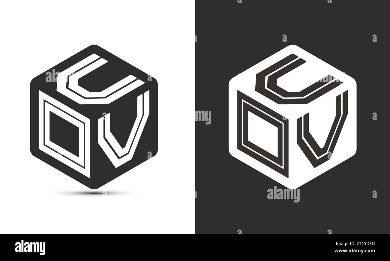 UOV letter logo design with illustrator cube logo, vector logo modern ...