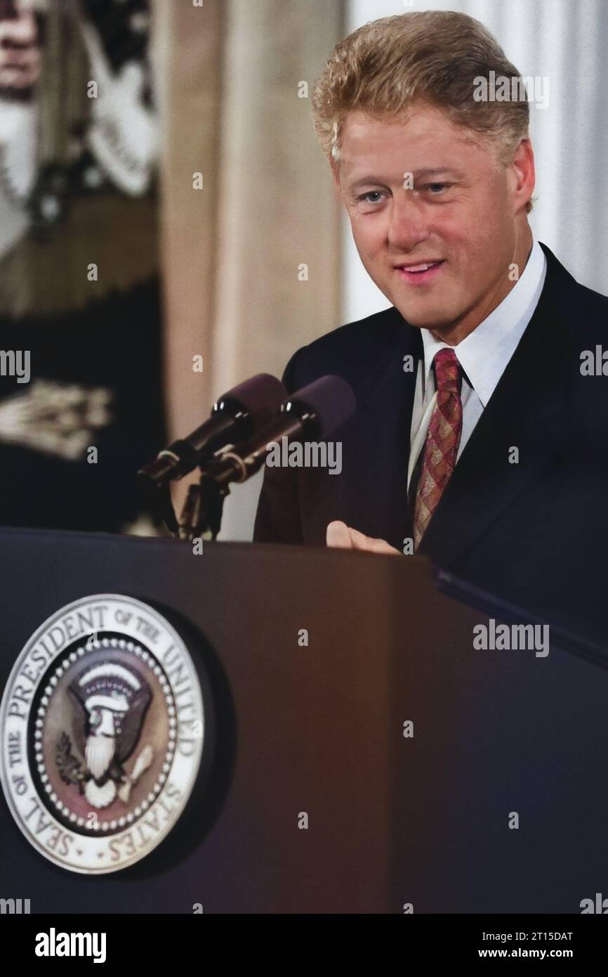 President Clinton in the White House in 1999 Stock Photo
