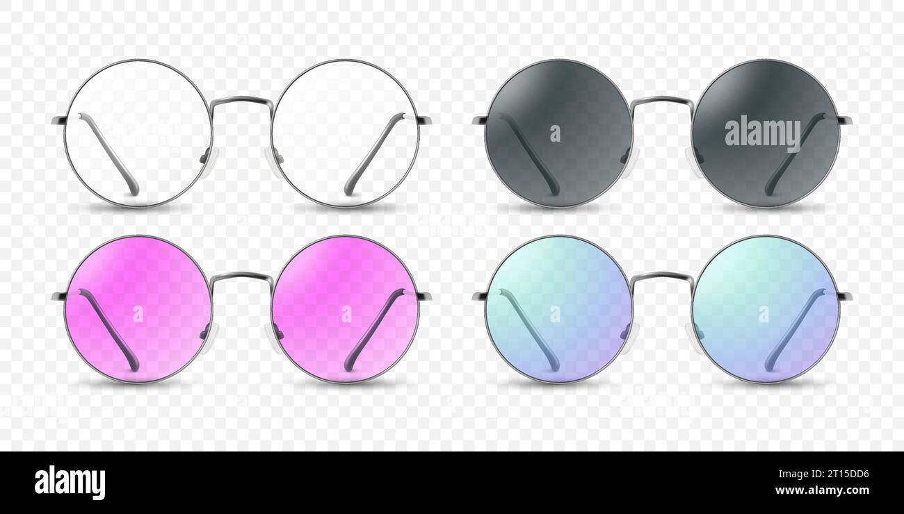 Vector 3d Realistic Round Frame Glasses Frame Isolated. Transparent ...