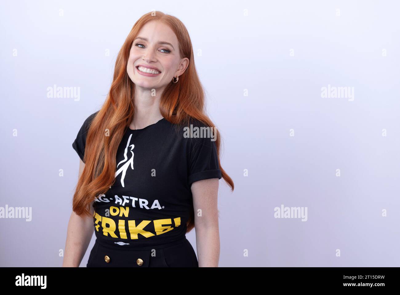 VENICE, ITALY - SEPTEMBER 08: Jessica Chastain attends the photo-call for the movie 'Memory' at the 80th Venice International Film Festival on Septemb Stock Photo