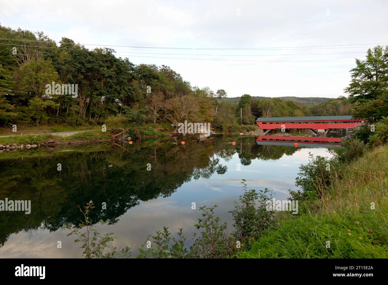 Taftsville Covered Bridge,  Taftsville village of Woodstock, Vermont, United States. Stock Photo