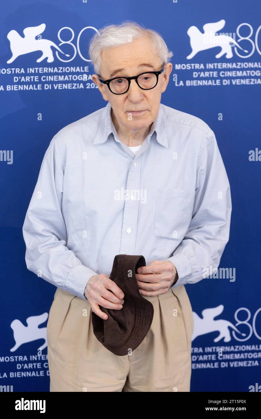 VENICE, ITALY - SEPTEMBER 04: Director Woody Allen attends the photo-call for the movie 'Coup De Chance' at the 80th Venice International Film Festiva Stock Photo