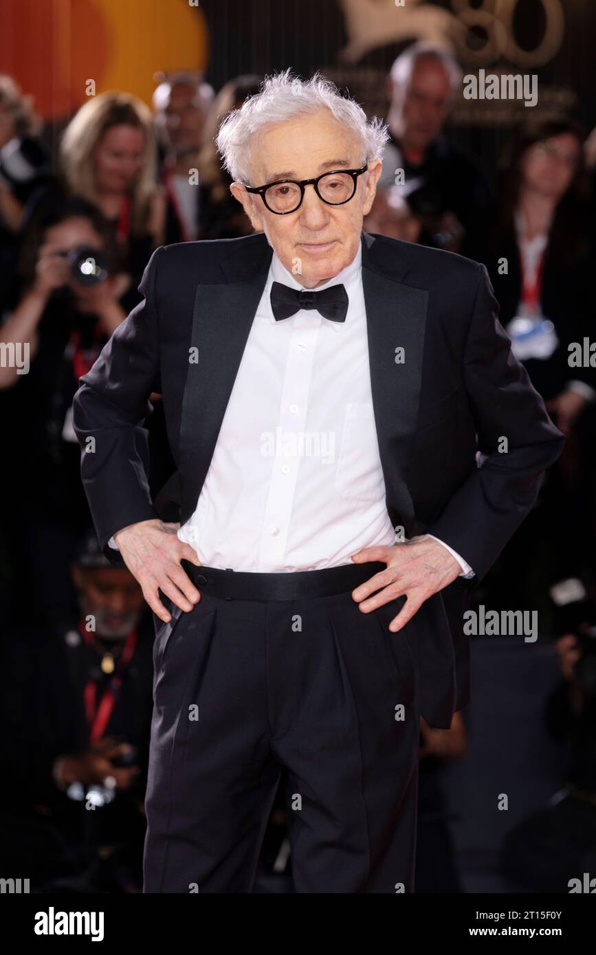 VENICE, ITALY - SEPTEMBER 04: Director Woody Allen attends the red carpet for the movie 'Coup De Chance' at the 80th Venice International Film Festiva Stock Photo