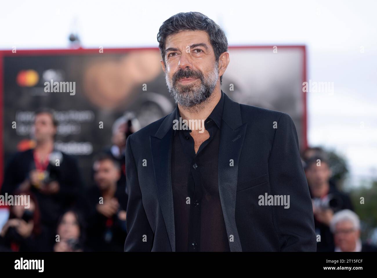 VENICE, ITALY - AUGUST 30: Actor Pierfrancesco Favino attends the red carpet for the movie 'Comandante' at the 80th Venice International Film Festival Stock Photo