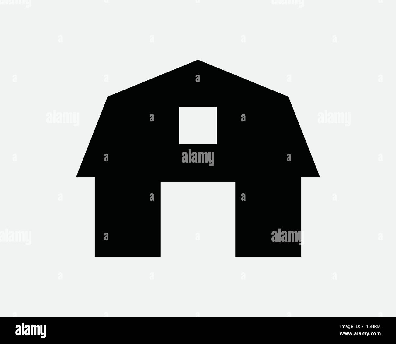 Barn Icon Farm Farmhouse Agriculture Building Ranch Warehouse Storage Structure Farming Pig Hut Hay Black White Outline Shape Sign Symbol EPS Vector Stock Vector