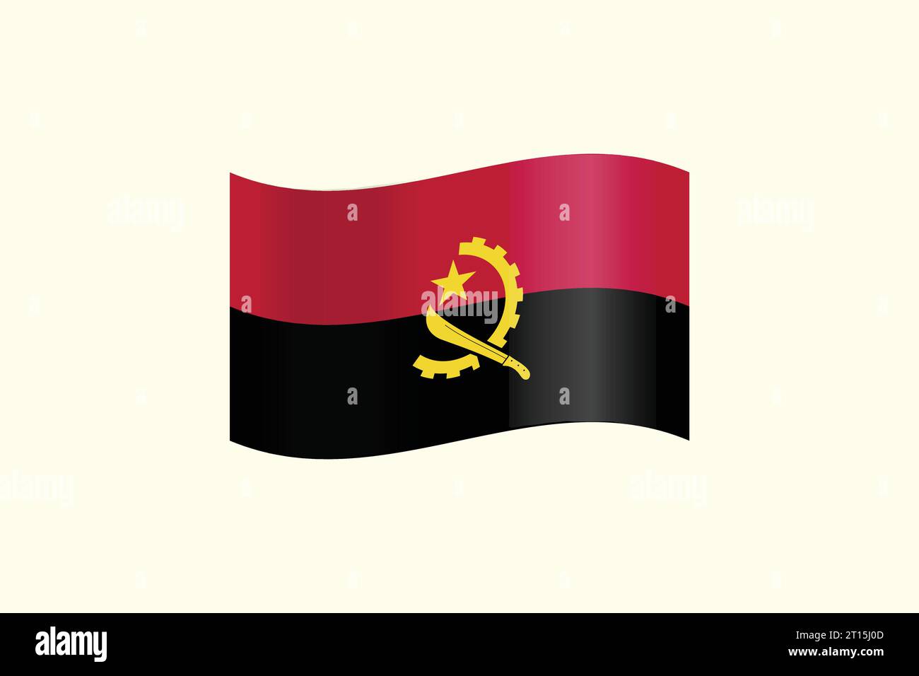 Vector flag of Angola with national symbols Stock Vector