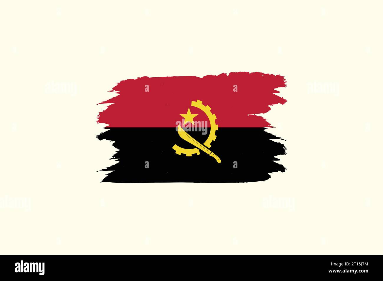 Vector flag of Angola with national symbols Stock Vector