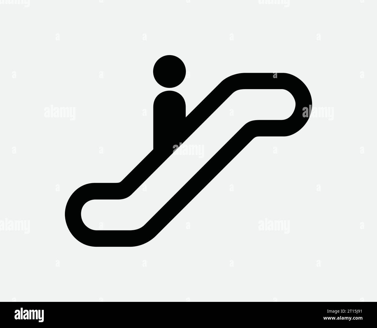 Escalator Icon Moving Stair Stairs Up Down Floor Step Information Top Bottom Transport Travel Black White Line Outline Shape Sign Symbol EPS Vector Stock Vector