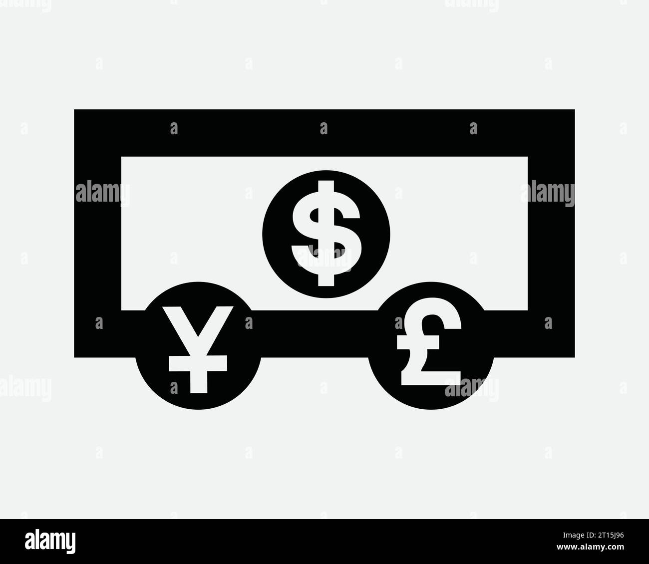 Currency Exchange Icon Note Money Bank Banking Cash Dollar Euro Yen Finance Cash Invest Investment Black White Shape Line Outline Sign Symbol EPS Vect Stock Vector