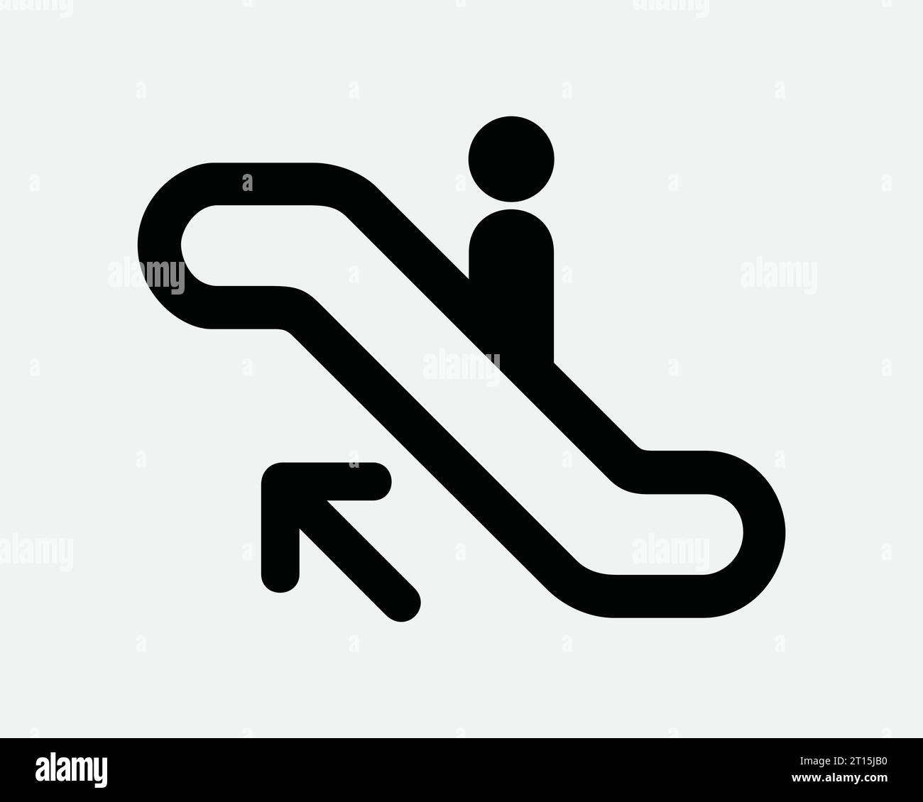 Escalator Going Up Icon Upward Arrow Point Pointer Upstairs Moving Stairs Steps Stair Staircase Black White Line Outline Shape Sign Symbol EPS Vector Stock Vector