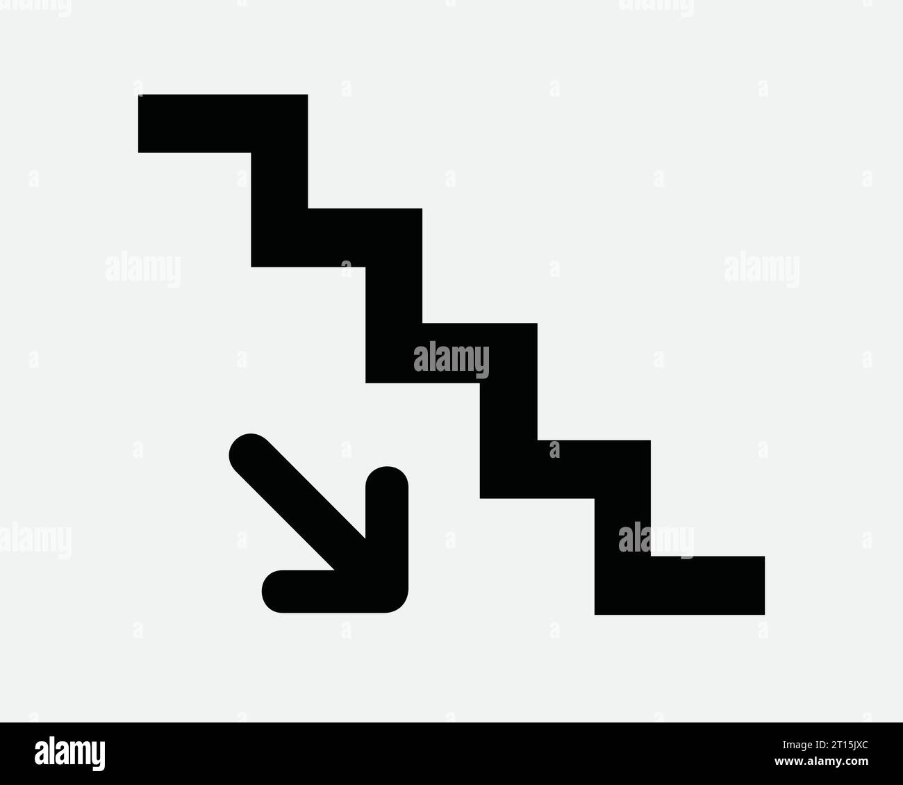 Going Down Stairs Icon Staircase Steps Stairwell Up Stair Well Case Walk Climb Ladder Escalator Path Black White Outline Line Shape Sign Symbol Vector Stock Vector