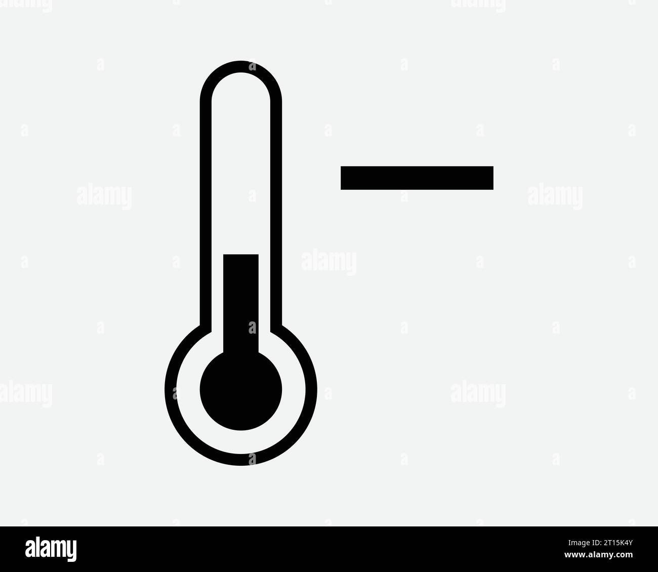 Thermometer Negative Temperature Cold Minus Less Reduce Down Drop Decrease Lower Freeze Black White Shape Line Outline Icon Sign Symbol EPS Vector Stock Vector