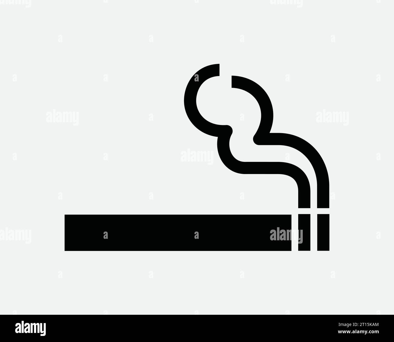 Smoking Sign Icon Cigarette Smoke Zone Vape Tobacco Nicotine Cigar Smoker Area Warning Prohibited Black White Outline Line Shape Sign Symbol Vector Stock Vector