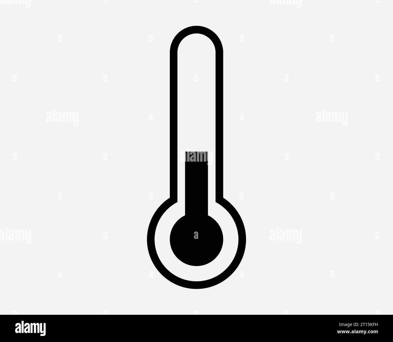 Thermometer Icon Temperature Measure Measurement Test Hot Cold Scale Measuring Tool Medical Black White Shape Line Outline Sign Symbol EPS Vector Stock Vector