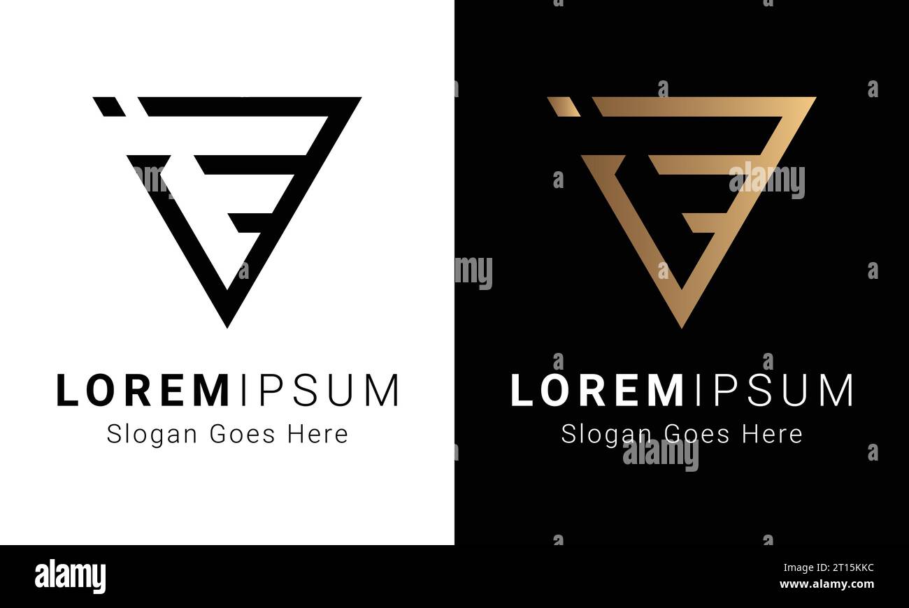 Luxury Initial JF or FJ Monogram Text Letter Logo Design Stock Vector