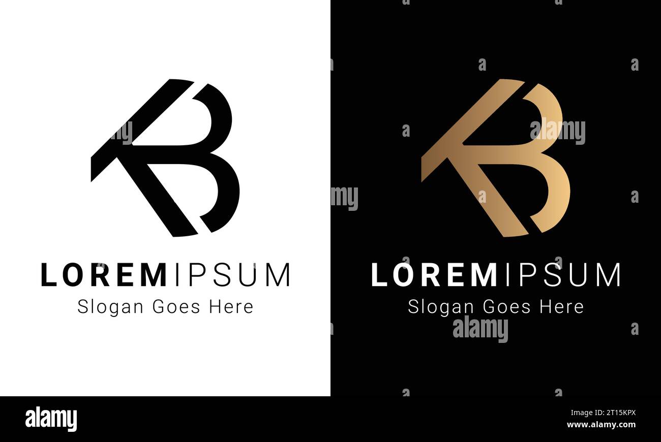 Luxury Initial BK or KB Monogram Text Letter Logo Design Stock Vector