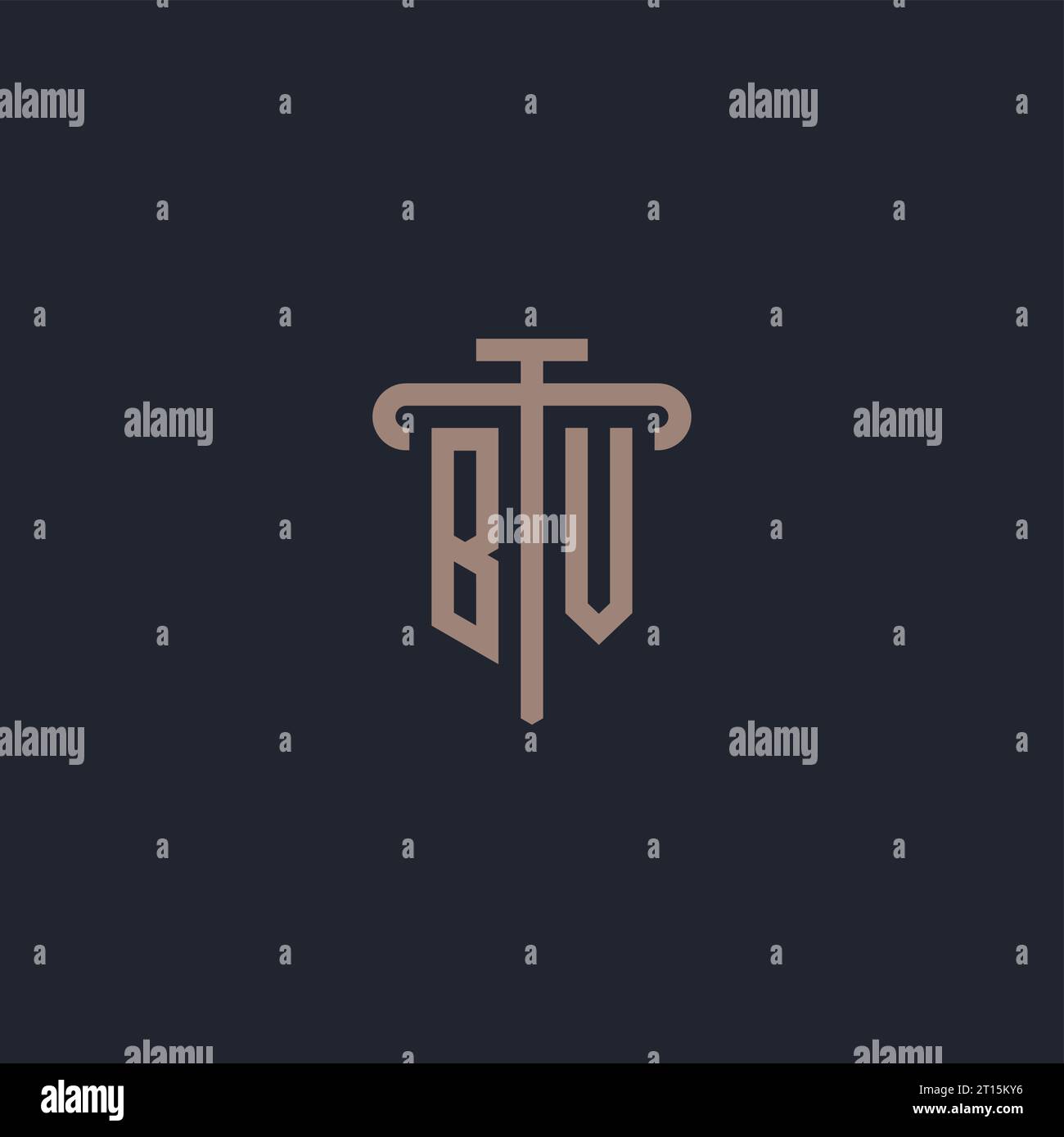BV initial logo monogram with pillar icon design vector Stock Vector