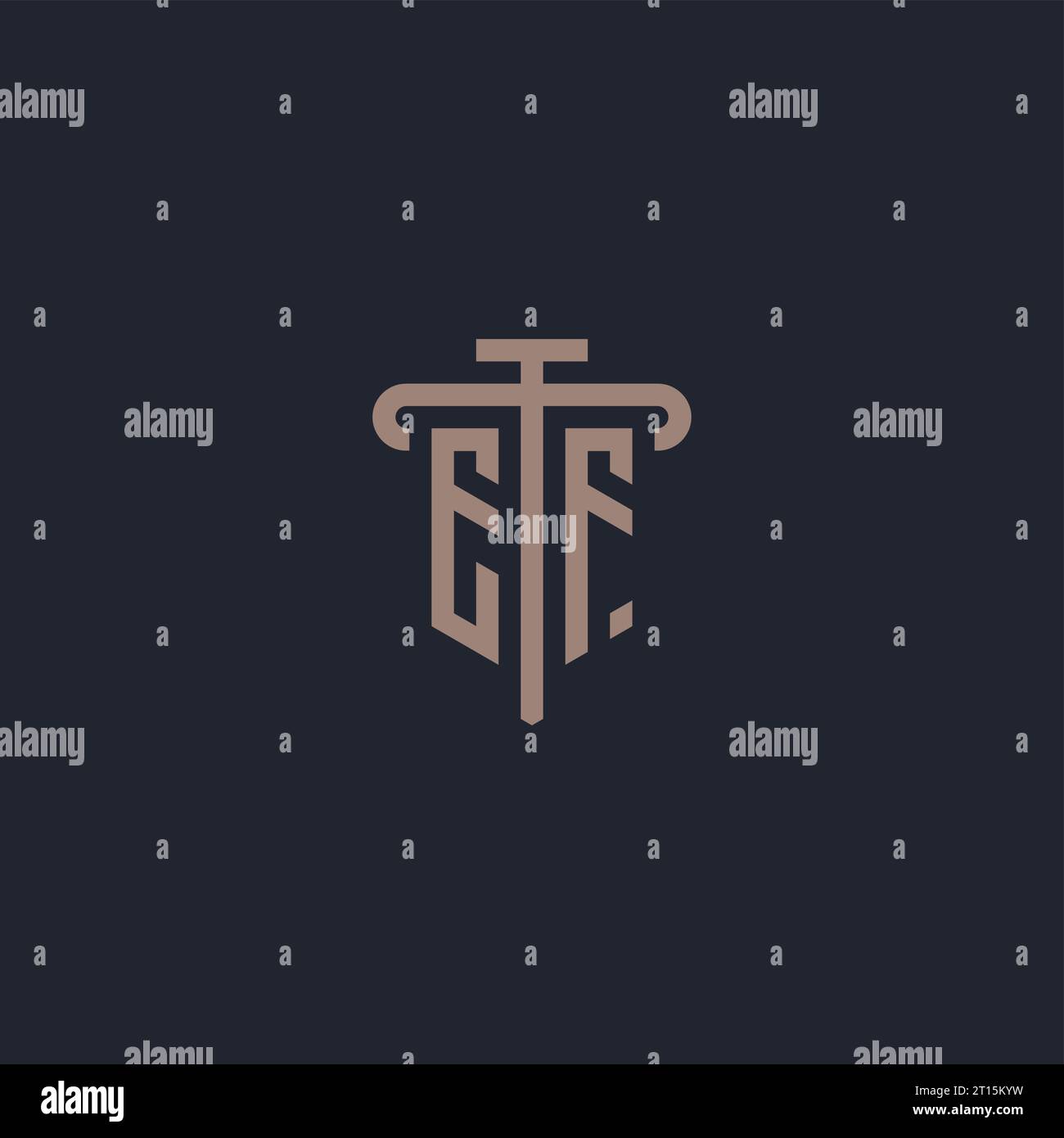 EF initial logo monogram with pillar icon design vector Stock Vector