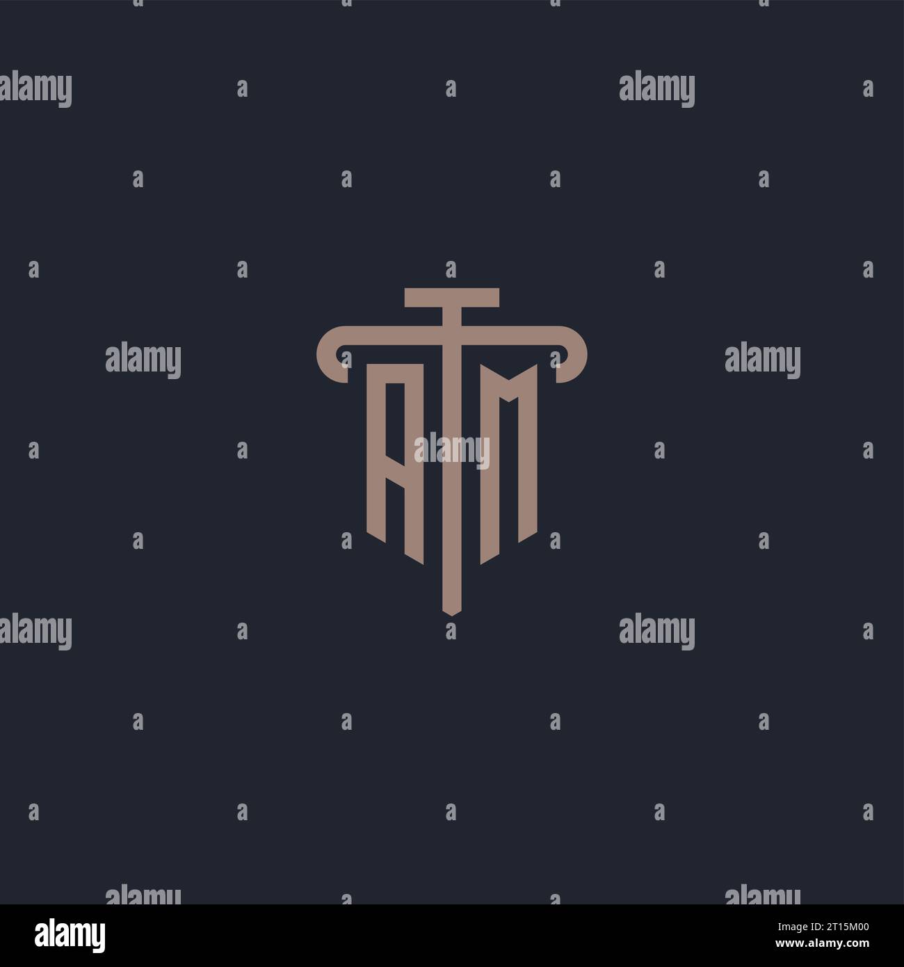 AM initial logo monogram with pillar icon design vector Stock Vector
