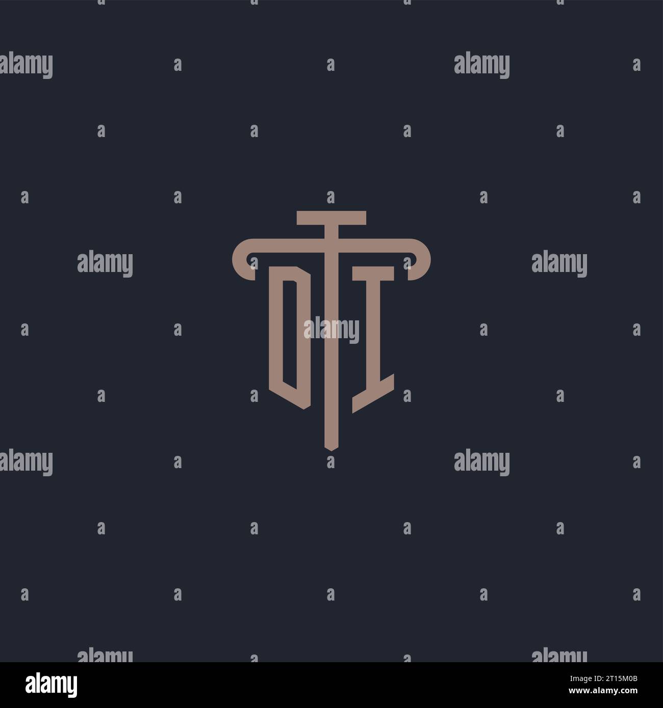 DI initial logo monogram with pillar icon design vector Stock Vector