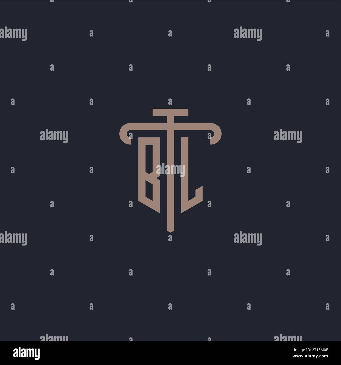 BL initial logo monogram with pillar icon design vector Stock Vector